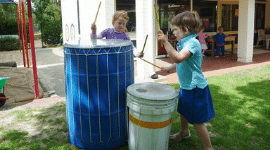 Setting up an outdoor music play area